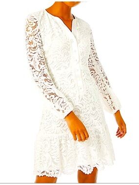 NWT Lilly Pulitzer Cerise Lace Dress Resort White Long Sleeve Bridal Size 6